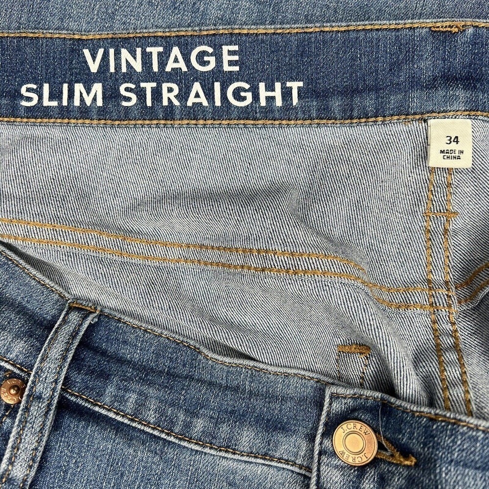 J. Crew 9" Vintage Slim-Straight Jeans in Blue Vista Wash Denim BH765 Sz 34 - Picture 12 of 16